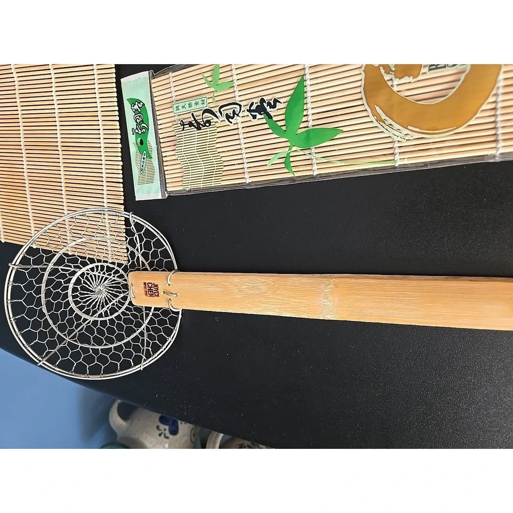 Tea Ceremony Mat Placemat Bamboo Matcha Spoon Sushi mat Strainer Trivet Boho Lot